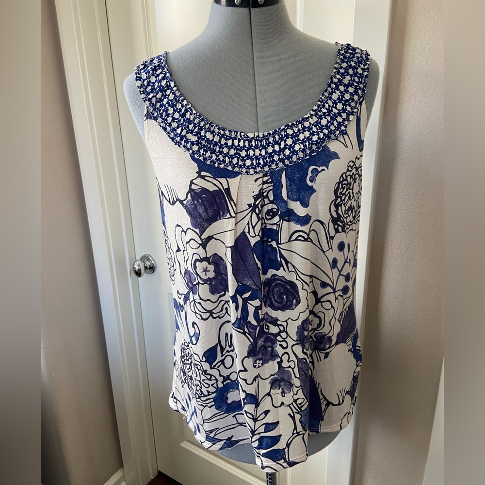 Weston Wear (Anthropology) Tank Top, Blue, Cream, Purple & Black, Size M